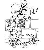 coloriage diddl revant sur le muret